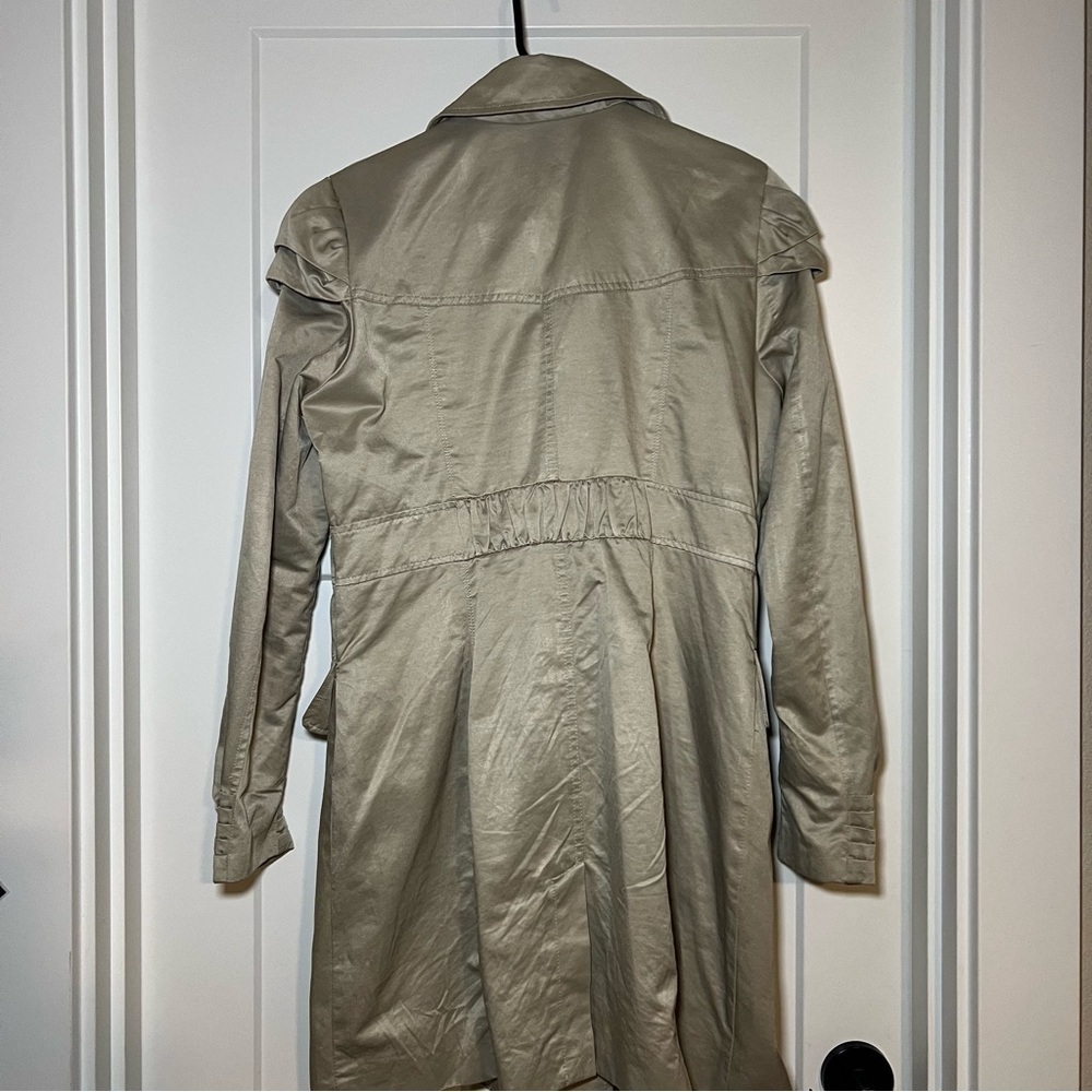 KUT from the Kloth Women's Tan Trench Coat Size Large Ivory Tan Buttons Fitted - Picture 8 of 11